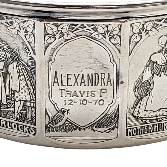 Gorham Silver Gold Wash Interior Nursery Rhyme Child's Bowl w/ Engraving #14018 - Picture 8 of 11